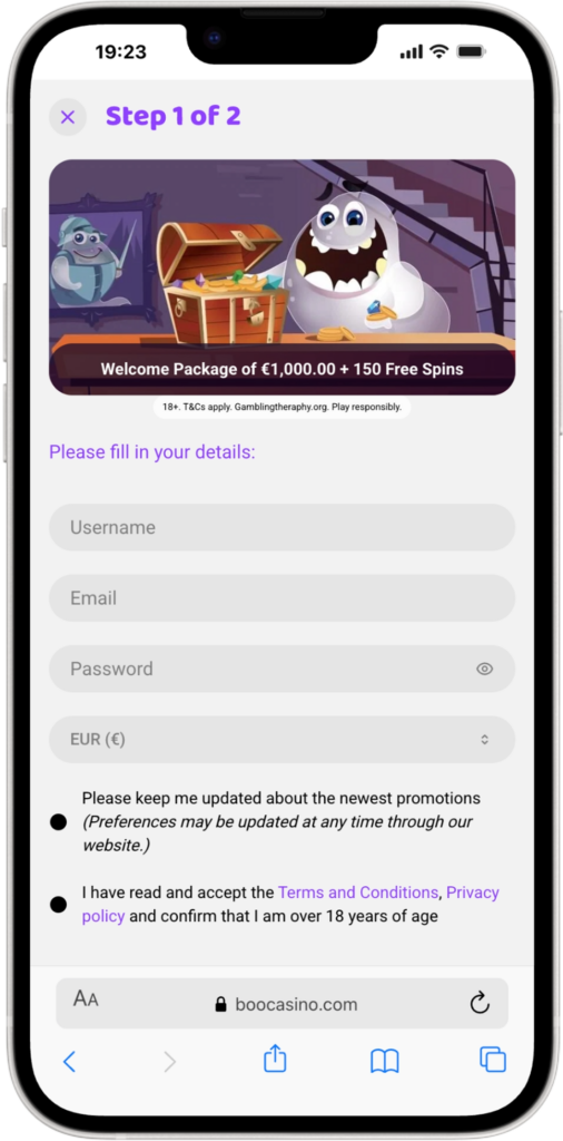 Boo Casino sign up